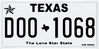 TX license plate DOO1068