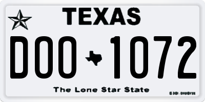 TX license plate DOO1072