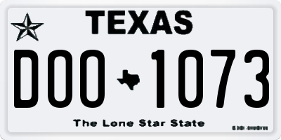 TX license plate DOO1073