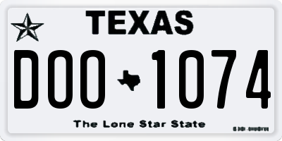 TX license plate DOO1074