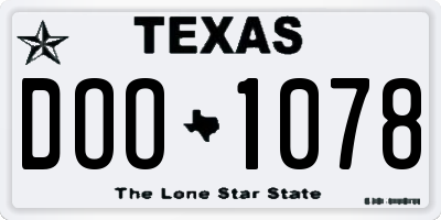 TX license plate DOO1078