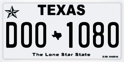 TX license plate DOO1080