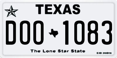 TX license plate DOO1083