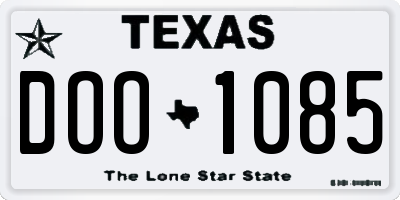 TX license plate DOO1085