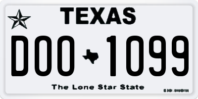 TX license plate DOO1099