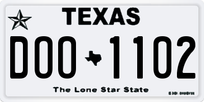 TX license plate DOO1102