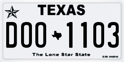 TX license plate DOO1103