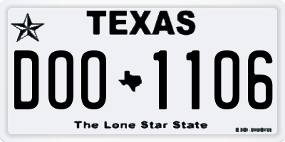 TX license plate DOO1106