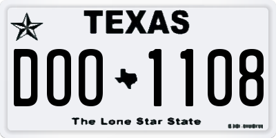 TX license plate DOO1108