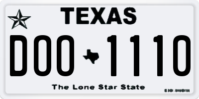 TX license plate DOO1110