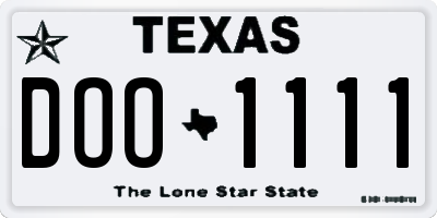 TX license plate DOO1111