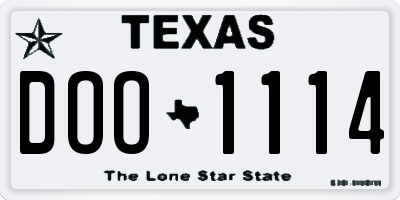 TX license plate DOO1114