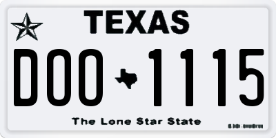 TX license plate DOO1115