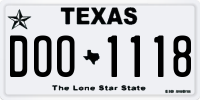 TX license plate DOO1118