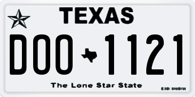 TX license plate DOO1121