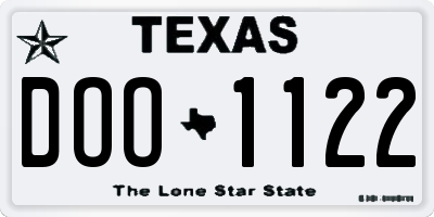 TX license plate DOO1122