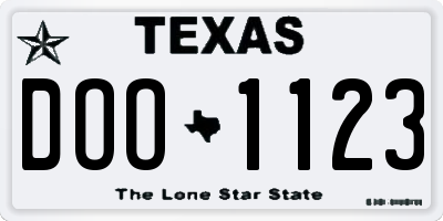 TX license plate DOO1123
