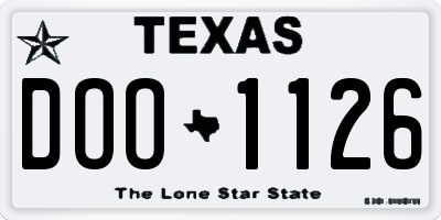 TX license plate DOO1126