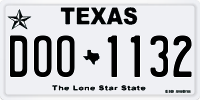 TX license plate DOO1132