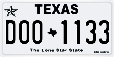 TX license plate DOO1133