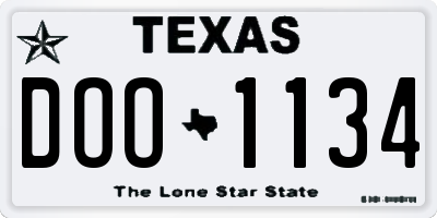 TX license plate DOO1134