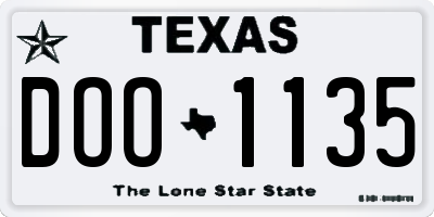 TX license plate DOO1135