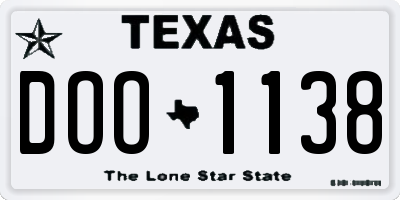 TX license plate DOO1138