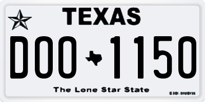 TX license plate DOO1150