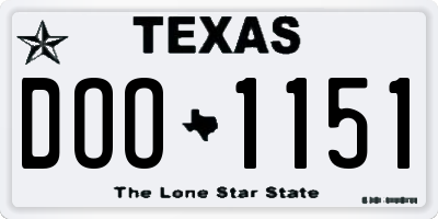 TX license plate DOO1151