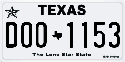 TX license plate DOO1153