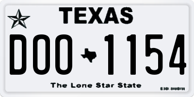TX license plate DOO1154