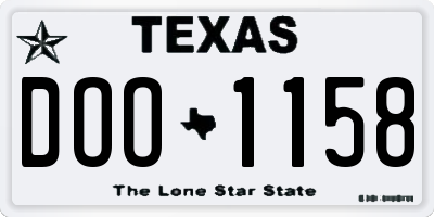 TX license plate DOO1158