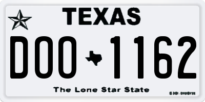 TX license plate DOO1162