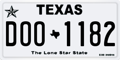TX license plate DOO1182