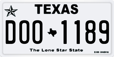 TX license plate DOO1189