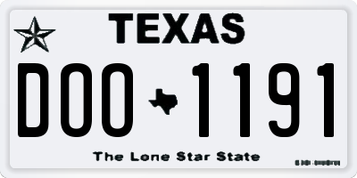 TX license plate DOO1191