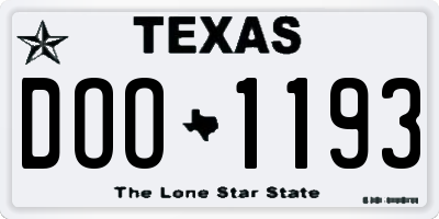 TX license plate DOO1193