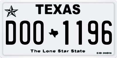 TX license plate DOO1196