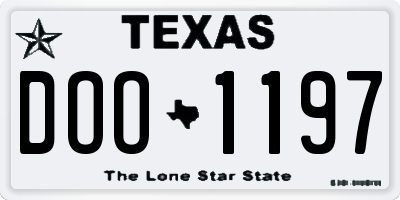 TX license plate DOO1197