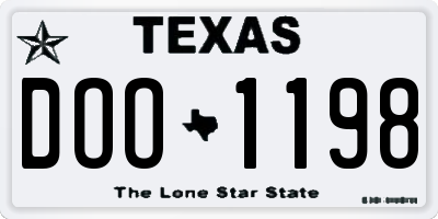 TX license plate DOO1198