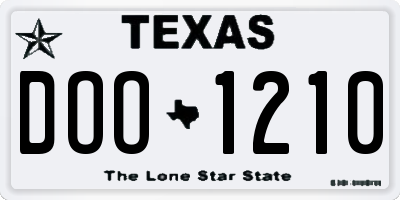 TX license plate DOO1210