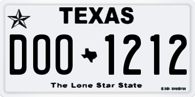 TX license plate DOO1212