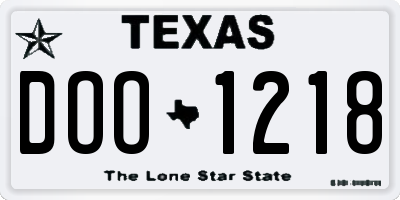TX license plate DOO1218