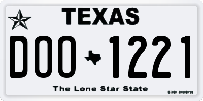 TX license plate DOO1221