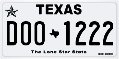 TX license plate DOO1222