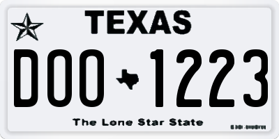 TX license plate DOO1223