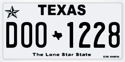 TX license plate DOO1228