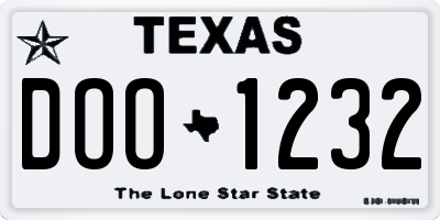 TX license plate DOO1232