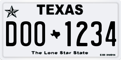 TX license plate DOO1234