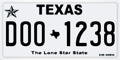 TX license plate DOO1238